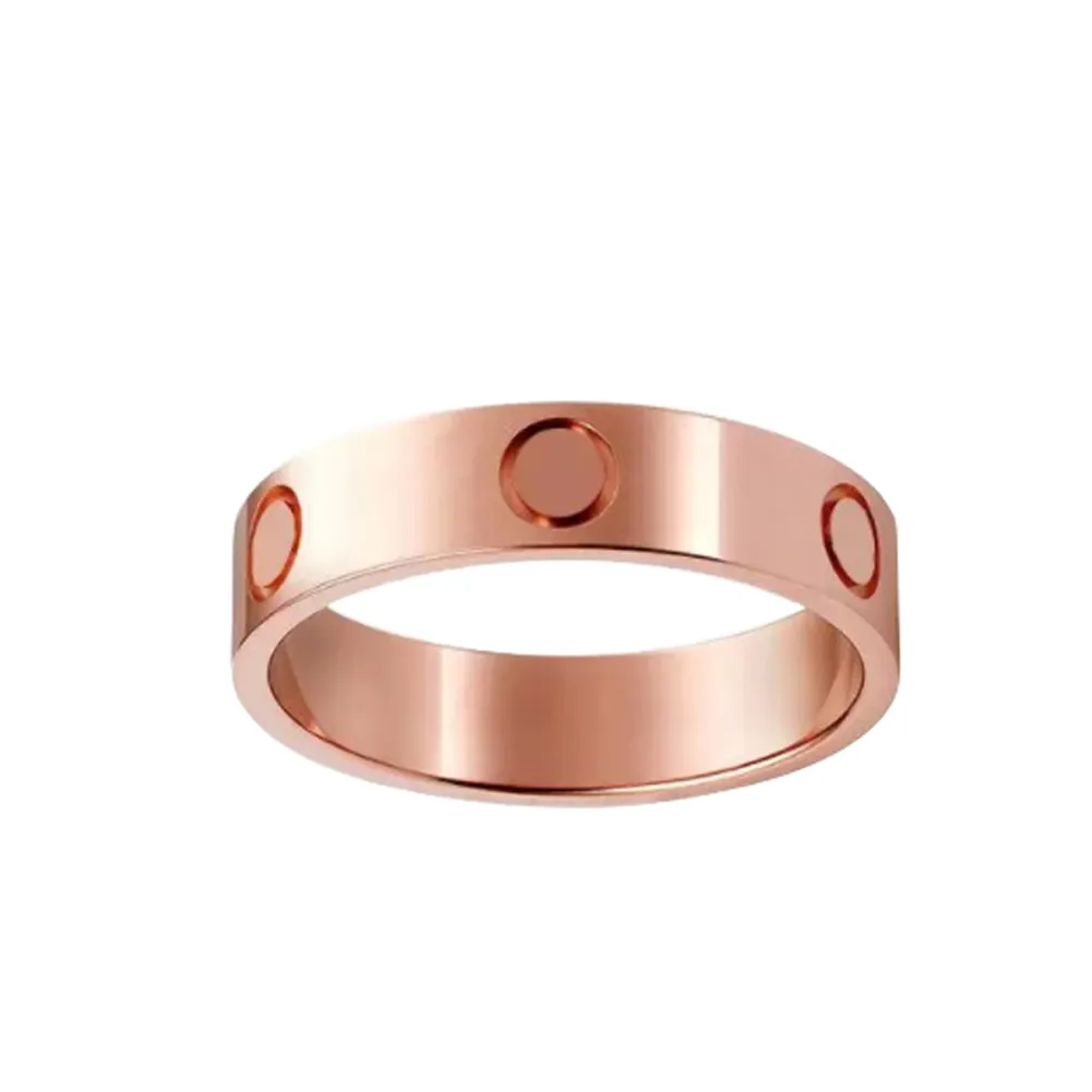 Titanium stalen zilveren liefdesring mannen en vrouwen rosé gouden sieraden voor geliefden paar ringen cadeau maat 5-11 breedte 4-6 mm met stofdicht 224G