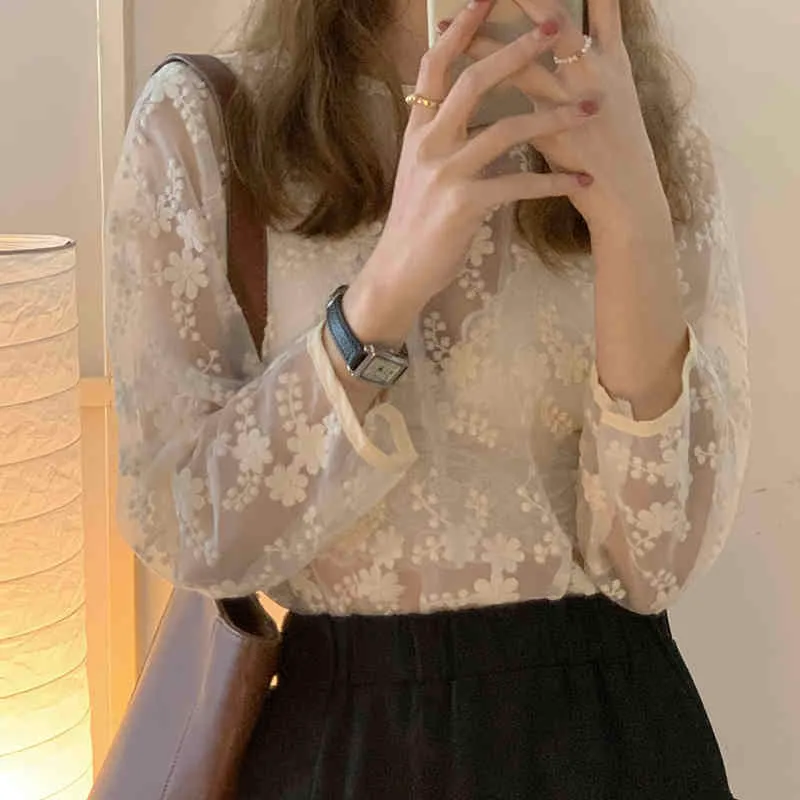 Comelsexy Korean Lace Basic Streetwear Basewear Cotton Sexy Spring Female High Quality Women Full Sleeves T-shirts 210515