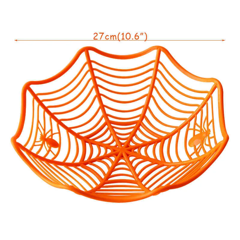 halloween novelty horror spider web fruit plate candy biscuit basket bowl trick or treat decoration house decor home party suppl Y0730