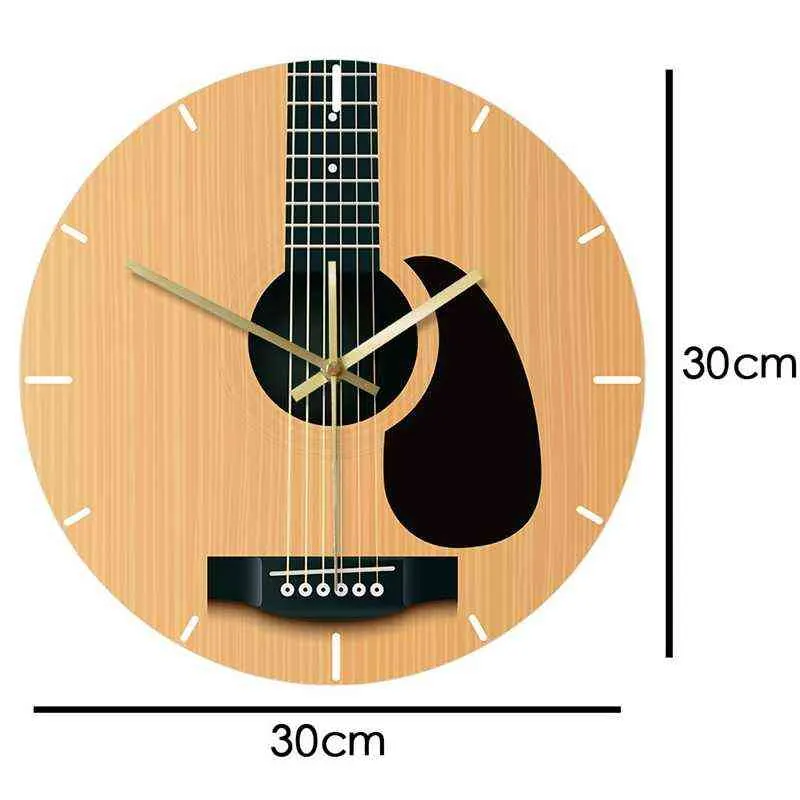 Guitare acoustique, horloge murale décorative, Instrument de musique minimaliste, décoration de maison, montre murale silencieuse, cadeau de guitariste H1230