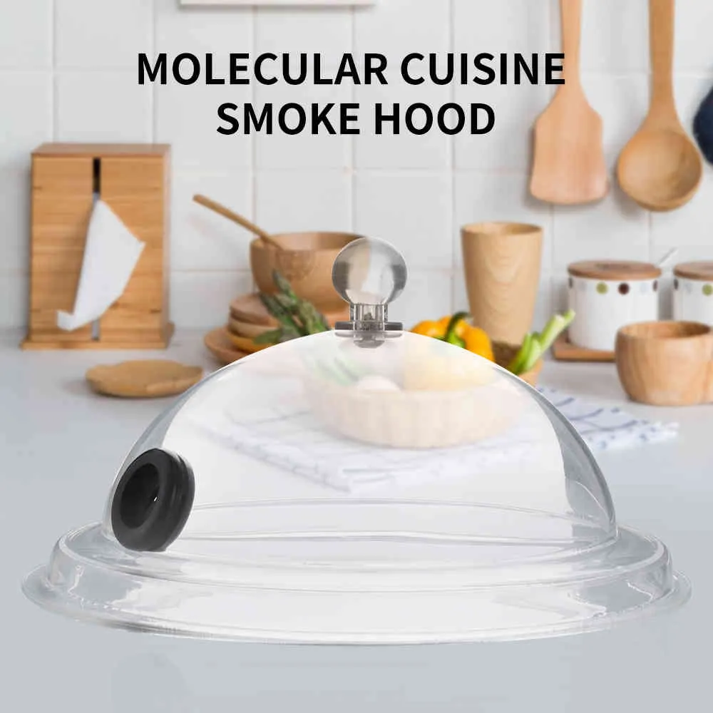 Molecular Cuisine Smoke Lid Food Grade Transparent Cover Hood for Smoking Food Cold Generator Kitchen Tool 210326