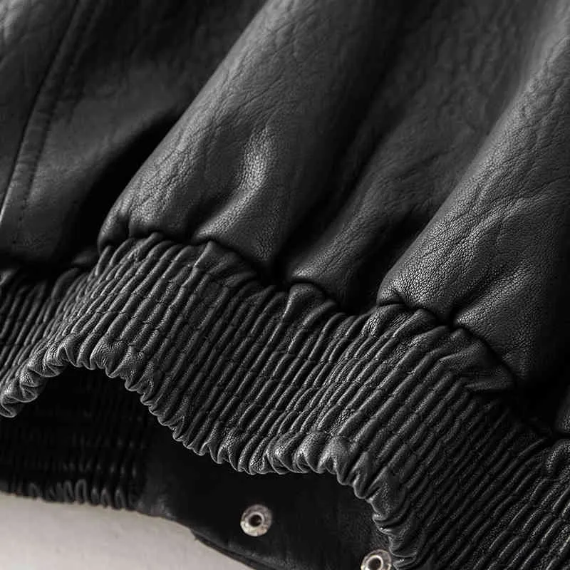 Giacca da donna in pelle corta vintage da donna autunno-inverno Giacca da motociclista in ecopelle Cappotto morbido allentato Capispalla casual 210430