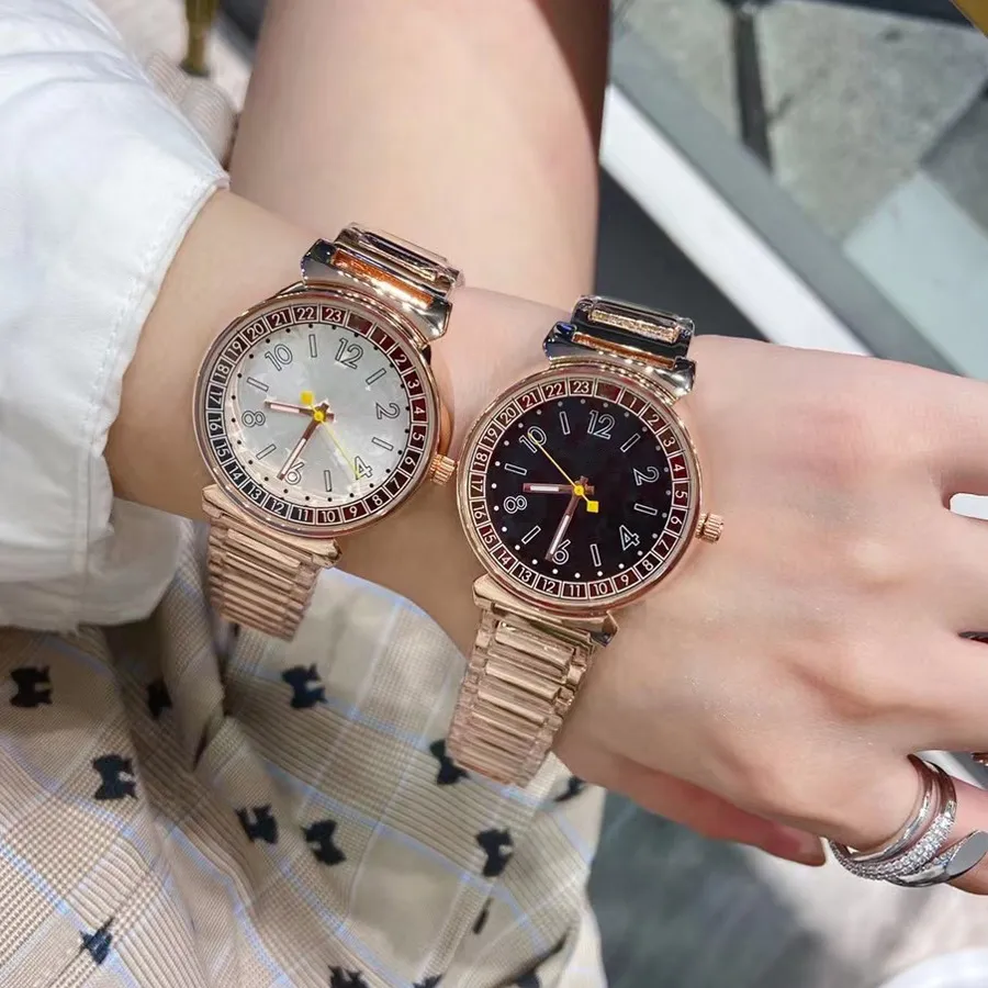 Varumärke Watches Women Lady Girl Style Metal Steel Band Quartz Wrist Watch L61