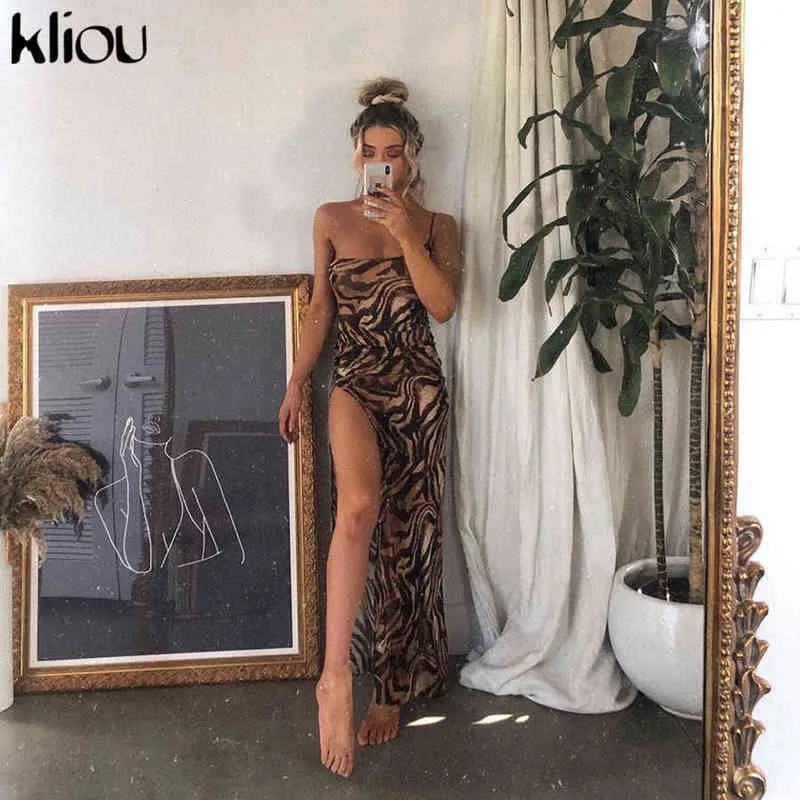 Kliou Bir Omuz Kadınlar Seksi Yaz Elbise Bölünmüş Kolsuz Straplez Sıska Düşük Boyun Siyahsız Streetwear Partywear Elbiseler Y1204