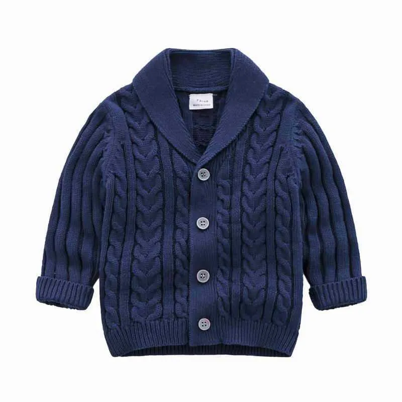 Outono inverno suéter para bebê menino manga longa malha cardigan outerwear crianças cair roupas 0-3t e7031 210610