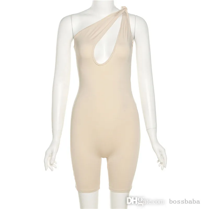Mumins de designer feminino macacão sexy de um ombro de salto de salto corpora