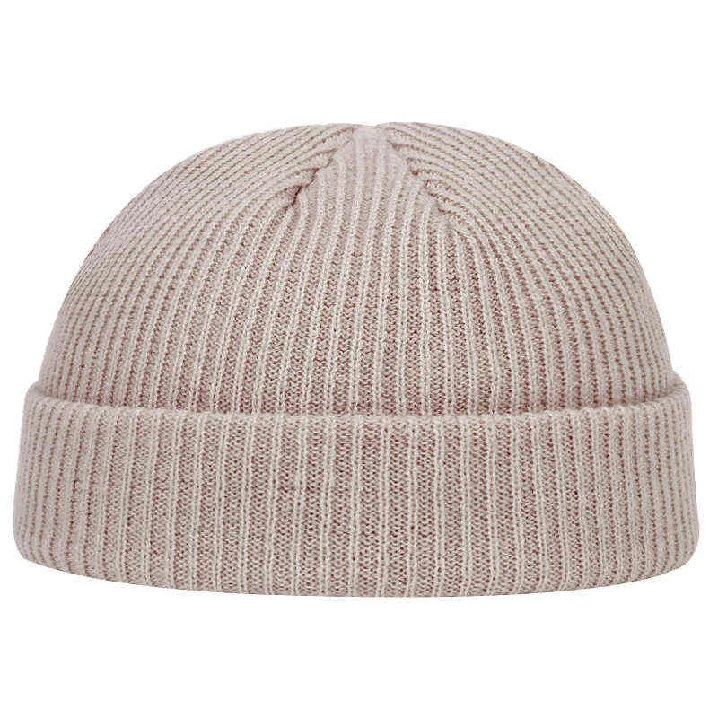 Automne Hiver Melon Cap Hommes Femmes Tricoté Chapeau Bonnet Skullcap Sailor Caps Manchette Courte Brimless Rétro Marine Style Chapeaux casquette Y21111