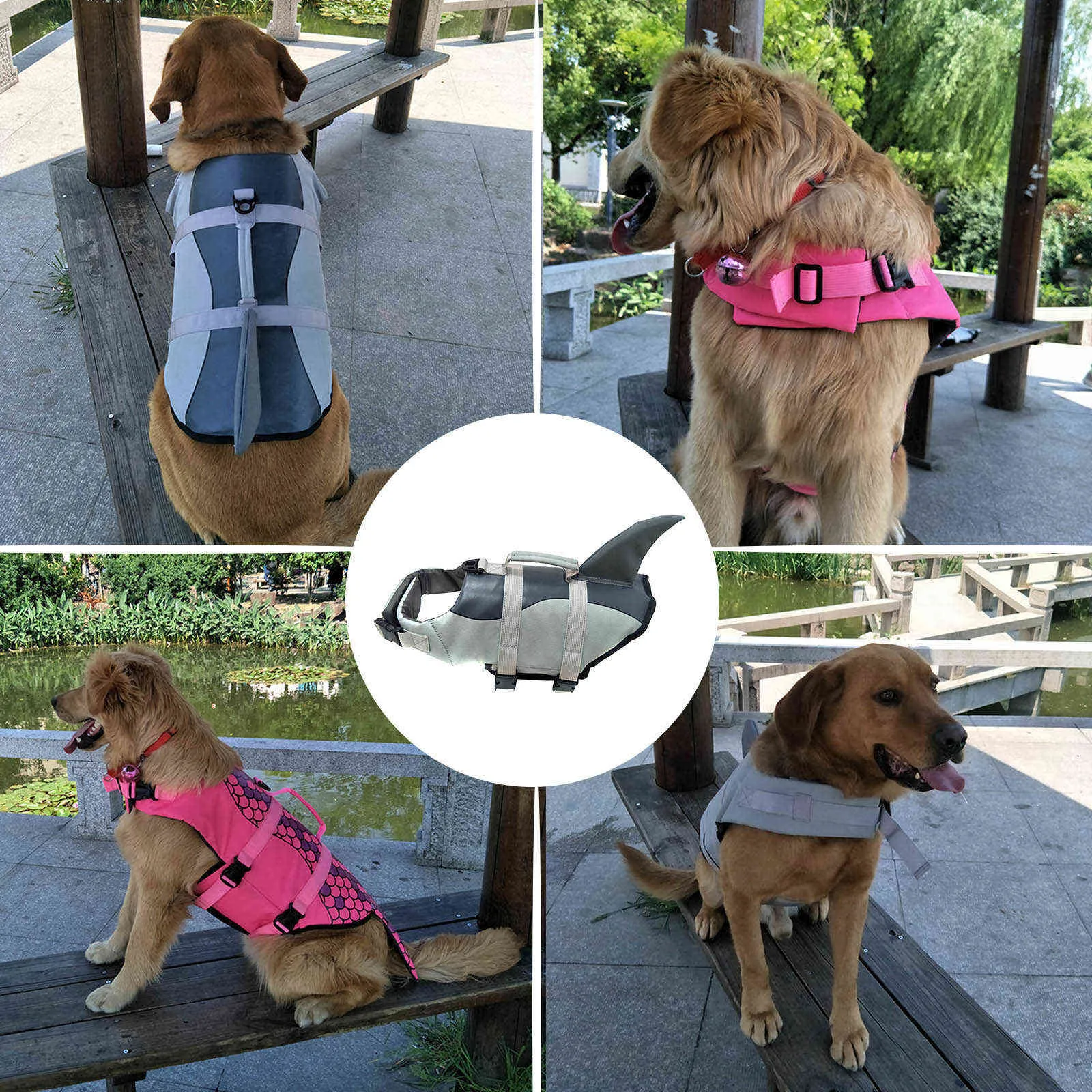 Собачья одежда для животных спасательных жилетов Регулируемая плавание защитная планица безопасность бассейна пляж 2108049155691