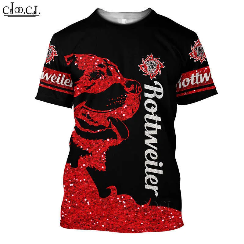 HX Bella Rottweiler Caccia 3D Stampa Uomo Donna Moda T-shirt Harajuku Abbigliamento Oversize Tee Shirts Top Drop 210707