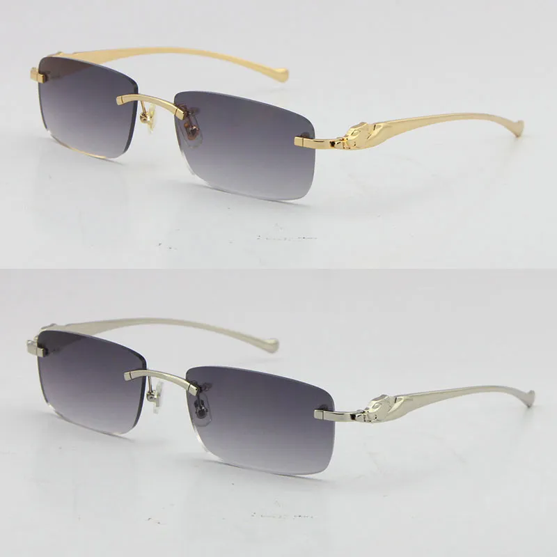 Vendita di occhiali da sole senza montatura in metallo leopardo serie Panther Optical occhiali da sole in oro 18 carati occhiali quadrati occhiali da vista rotondi maschili e femminili W209E