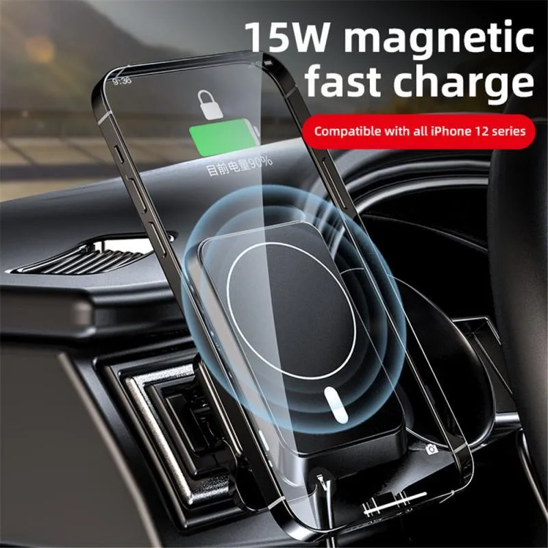 15W Phone Holder Magnetic Wireless Car Charger Mount For IPhone 12 Pro Max Mini Magsafing Fast Charging