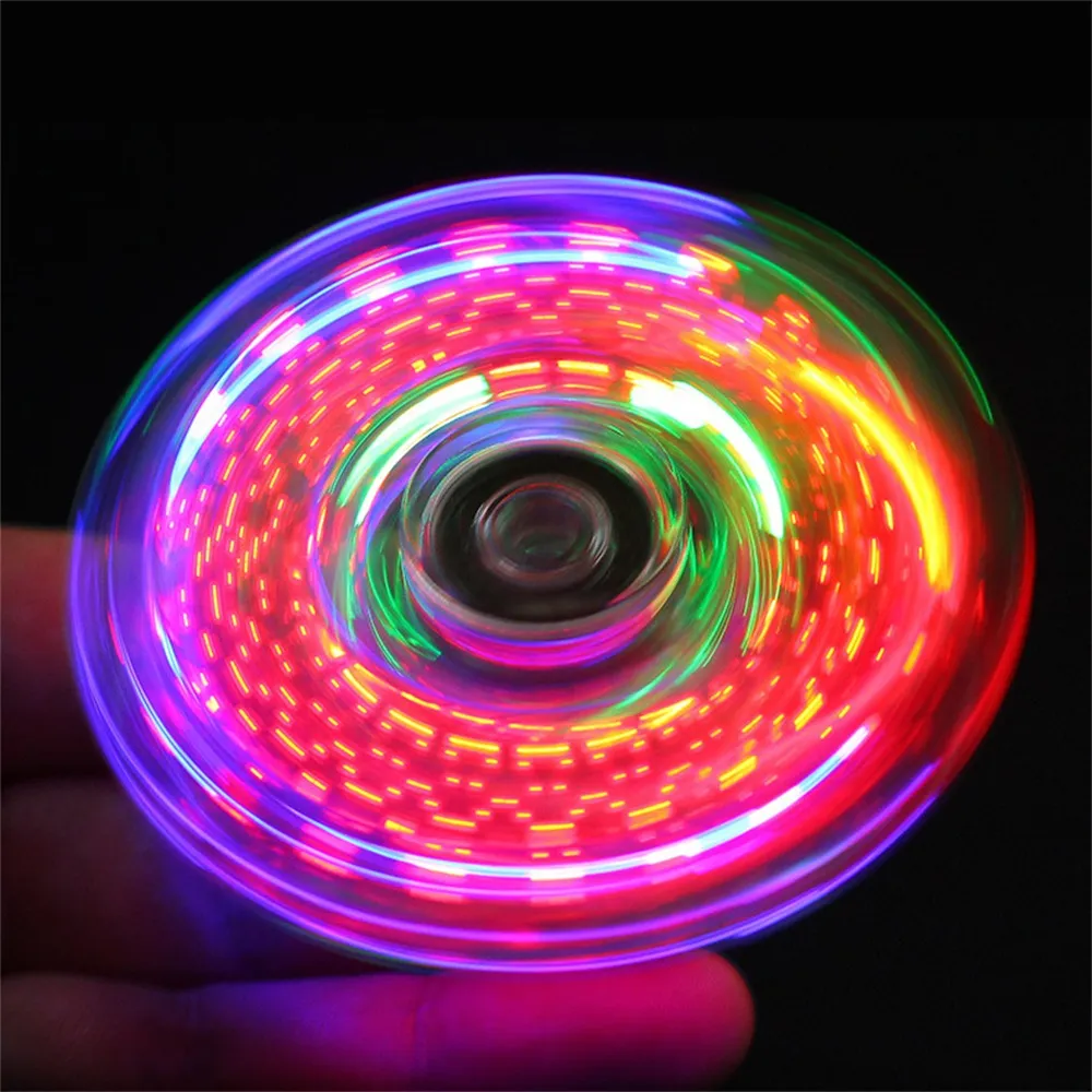 2021 Novo LED Fingertip Giroscópio Transparente De Descompressivo Colorido Fidget Fidget Spinner Hand Top Spinners Fulgor em Brinquedos de Crianças Escuras