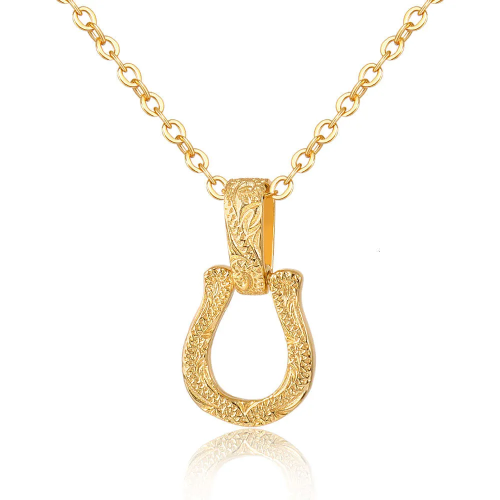 ペンダントで人気のあるUshaped Horseshoe Necklace Embossed Copper Goldplated8844492