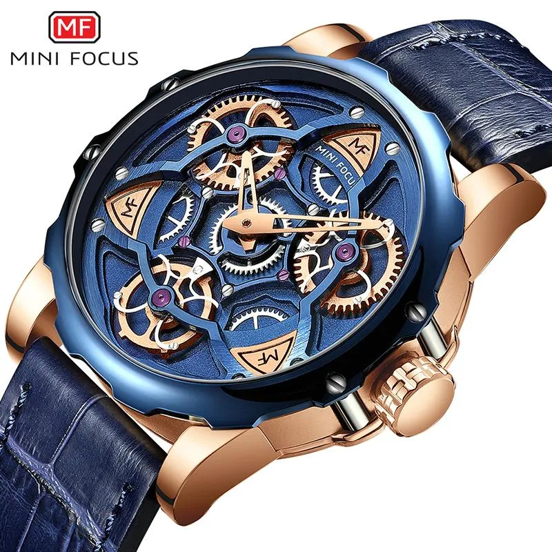 Relojes de pulsera Montre Homme Clásico Cinturón de cuero azul Reloj de hombre Correa fina Cuarzo Moda Negocio Reloj analógico Uhren Herren Waches 2878