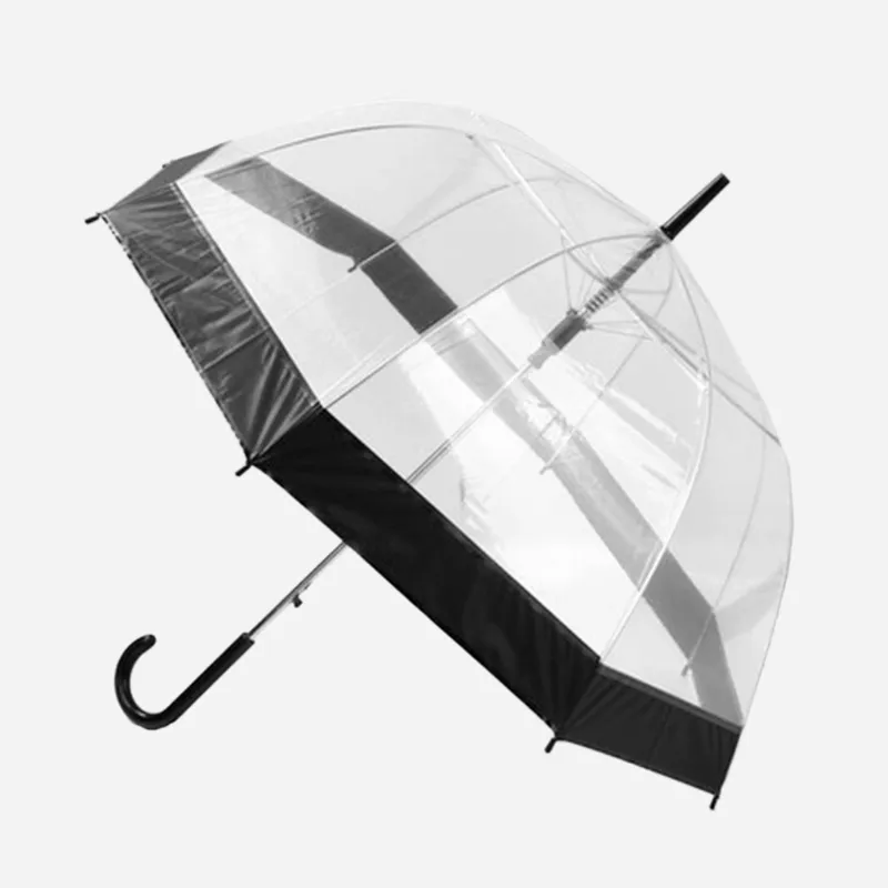 شفافة طويلة مقبض مظلة المطر فائقة النور النساء الاطفال أنثى مظلات 54DC 210320