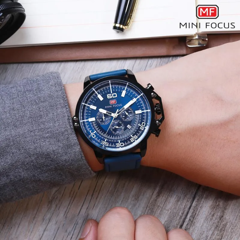 Relógios homens cronógrafos esportes de couro impermeabilizado Watch masculino masculino masculino Whatches Wristwatches289m