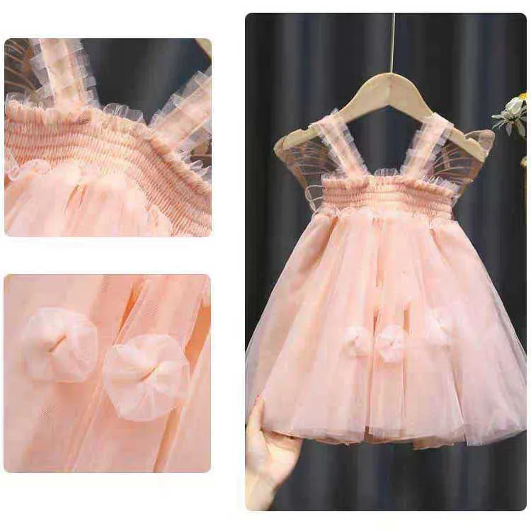 Phantasie Kindheit Rosa Weiß Ärmellose Tüll Schmetterling Kleinkind Mädchen Party Kleider Elegante Sommer Nette Kleidung für Baby Mädchen Q0716