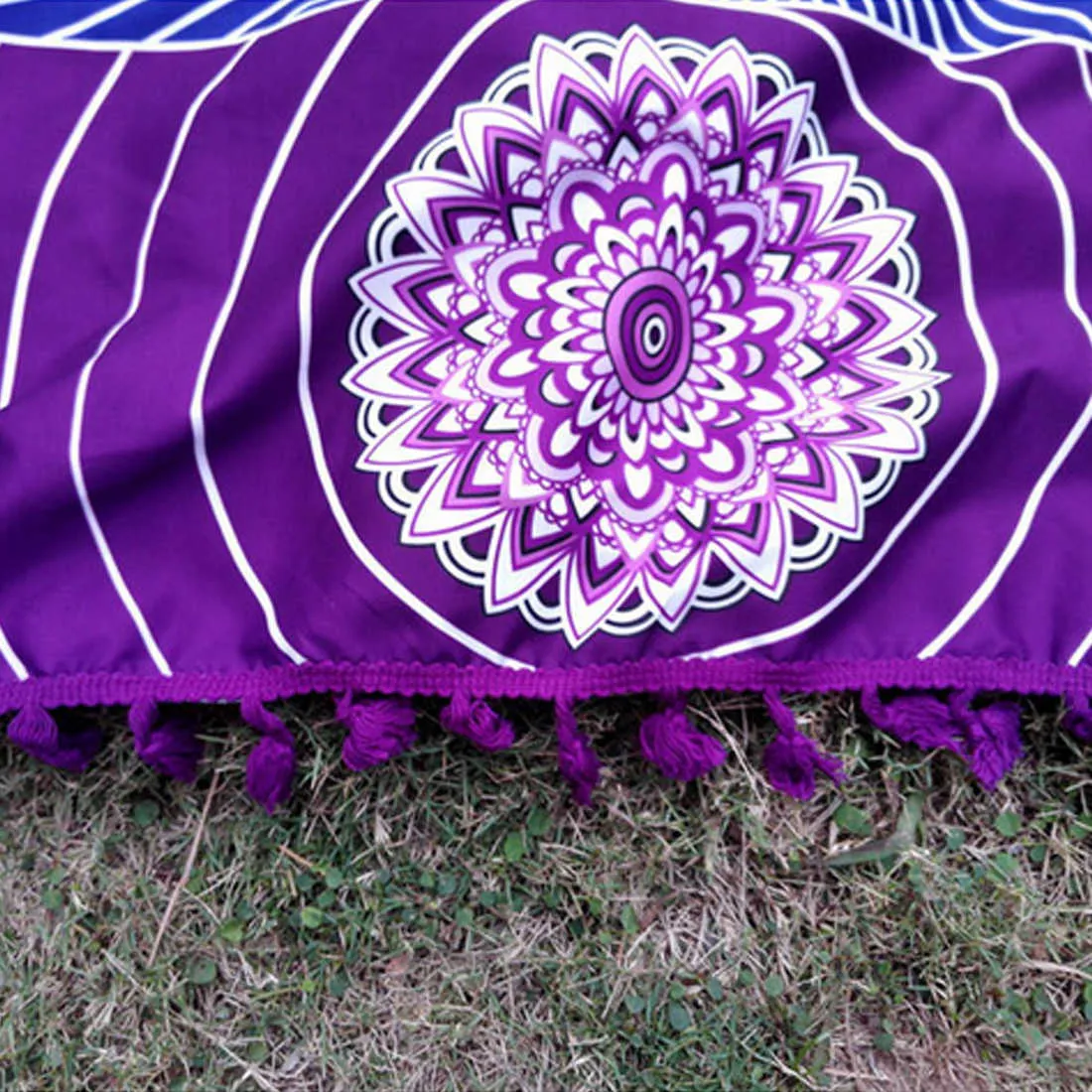 Polyester Bohême Tenture Inde Mandala Couverture 7 Chakra Couleur Tapisserie Rayures Arc-En-Ciel Voyage Plage Tapis De Yoga 210727