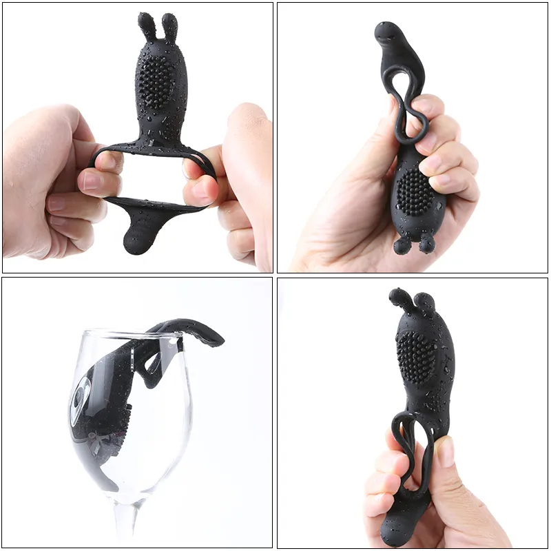 9 Speed Penis Vibrating Ring Male Rabbit Vibrator Time Delay Wireless Remote Silicone Rings Vibrator Sex Toys for Men Couple Q03209607542