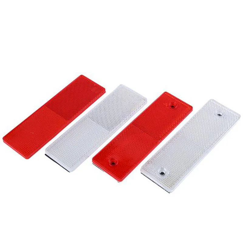 5x adesivo riflettente piastra riflettente camion, auto, moto, rettangolo, riflettore in plastica, segnale di avvertimento di sicurezza, rosso bianco