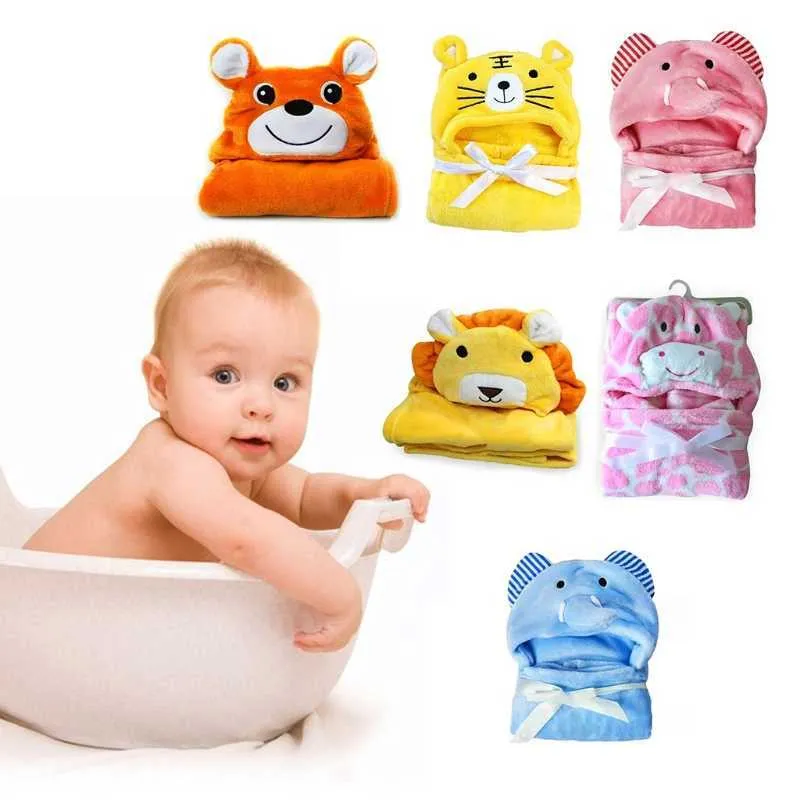 Baby Cartoon Animal Hooded Bath Towel Ultra Soft Super Absorbent Thick Bathrobe Cloth Robe Unisex Boys Girls 210728
