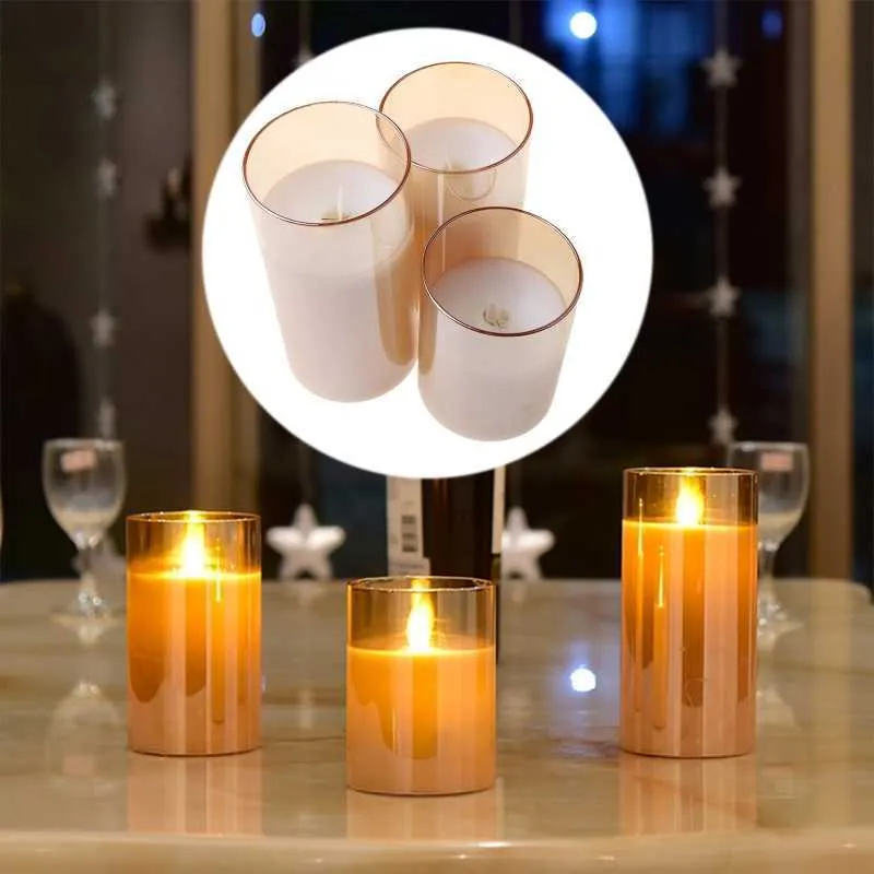 Flameless Led Candles Flickering, Real Wax Fake Wick Moving Flame Faux Wickless Pillar Battery Operated Candles with Timer Remot 210702