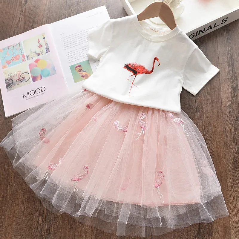 Kids Girl Dresses Summer Girls Princess Balloon Pattern Colorful Outfit Children Suit for 3 7Y 210429