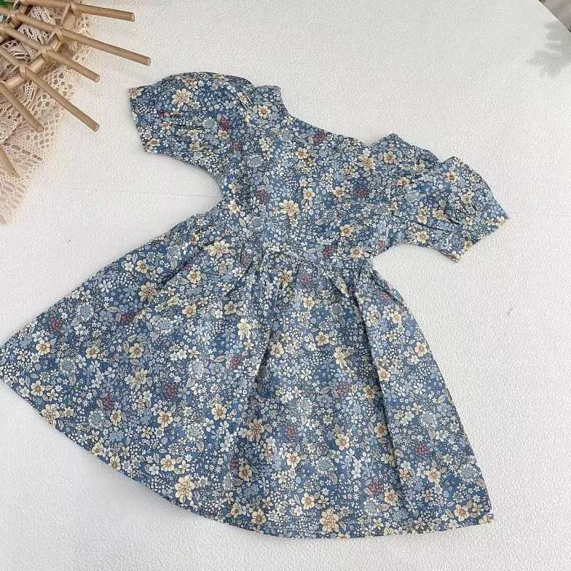 Korean Style Girl Dress Toddler Children Clothes Summer Floral Dress Clothing for Kids Girl Short Sleeve Hallow Out Dress 210715