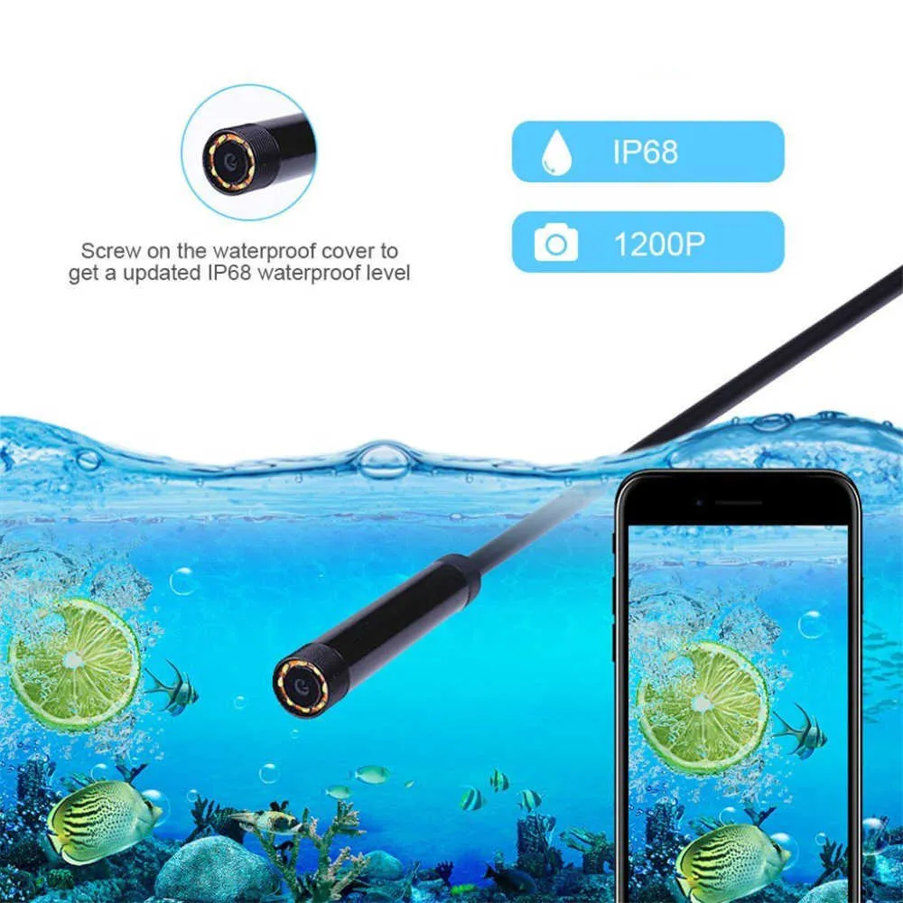 1200P Dual-Lens Car Maintenance Endoscope Wireless Endoscope With 8 LED Inspection Camera Zoomable Snake Camera For Android iOS