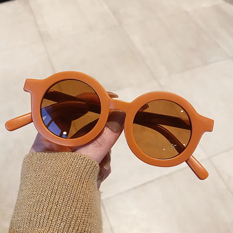 2021 Moda Sevimli Yuvarlak Çocuklar Güneş Gözlüğü Erkek Kızlar Vintage Güneş Gözlükleri UV Koruma Klasik Çocuklar Eyewear235D