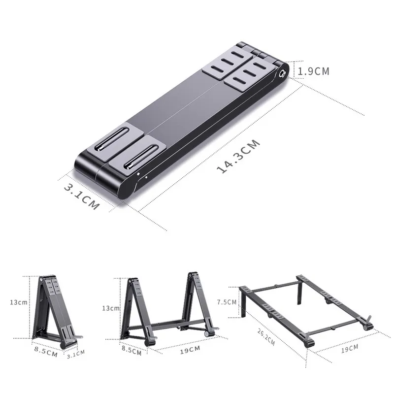 携帯電話マジック折りたたみ式マックブックプロエアノートブックiPhoneモバイルタブレットホルダーDESK9620080用Miccgin Aluminiumミニラップトップスタンド