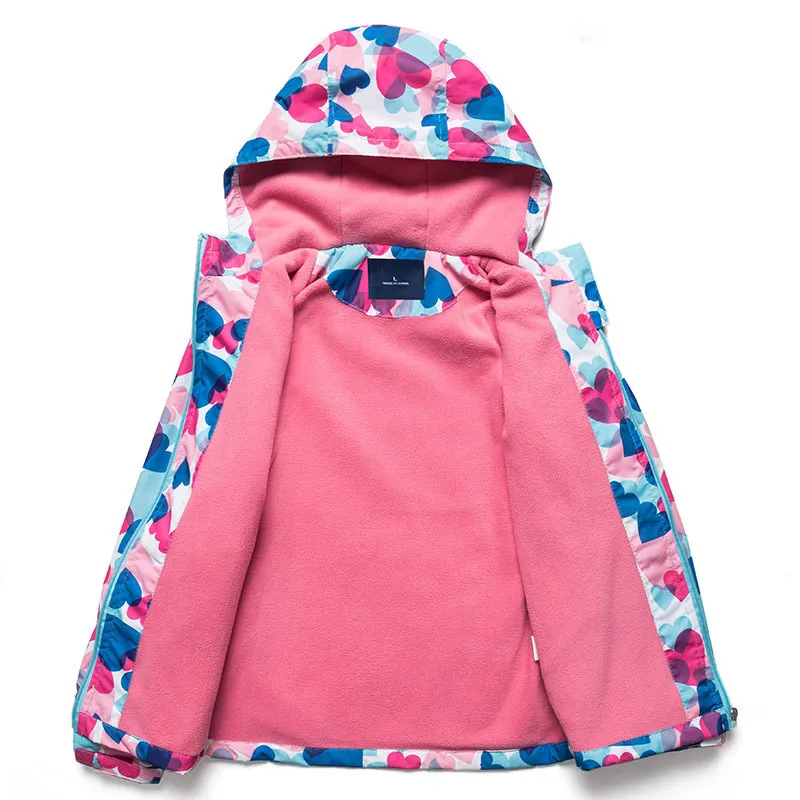 Jacket For Girls Spring Children's Flower Fleece Clothes Coat Windbreaker Outerwear Kids Polar Windproof 3-12T 220222