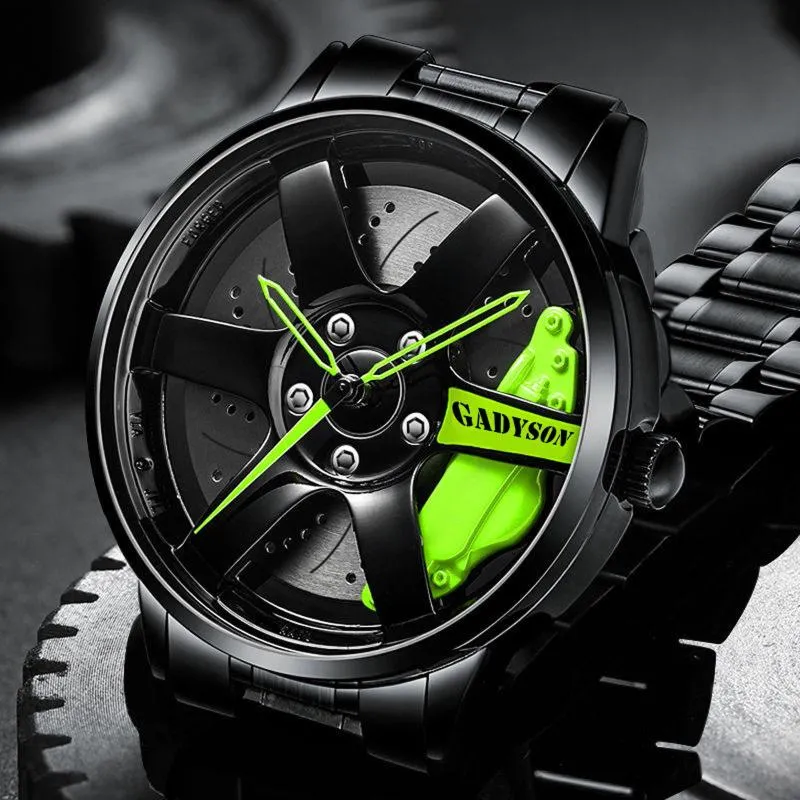 최고 시계 브랜드 자동차 휠 커스텀 디자인 스포츠 림 시계 스테인레스 스틸 방수 전체 2021 남자 손목 손목 시계 187U
