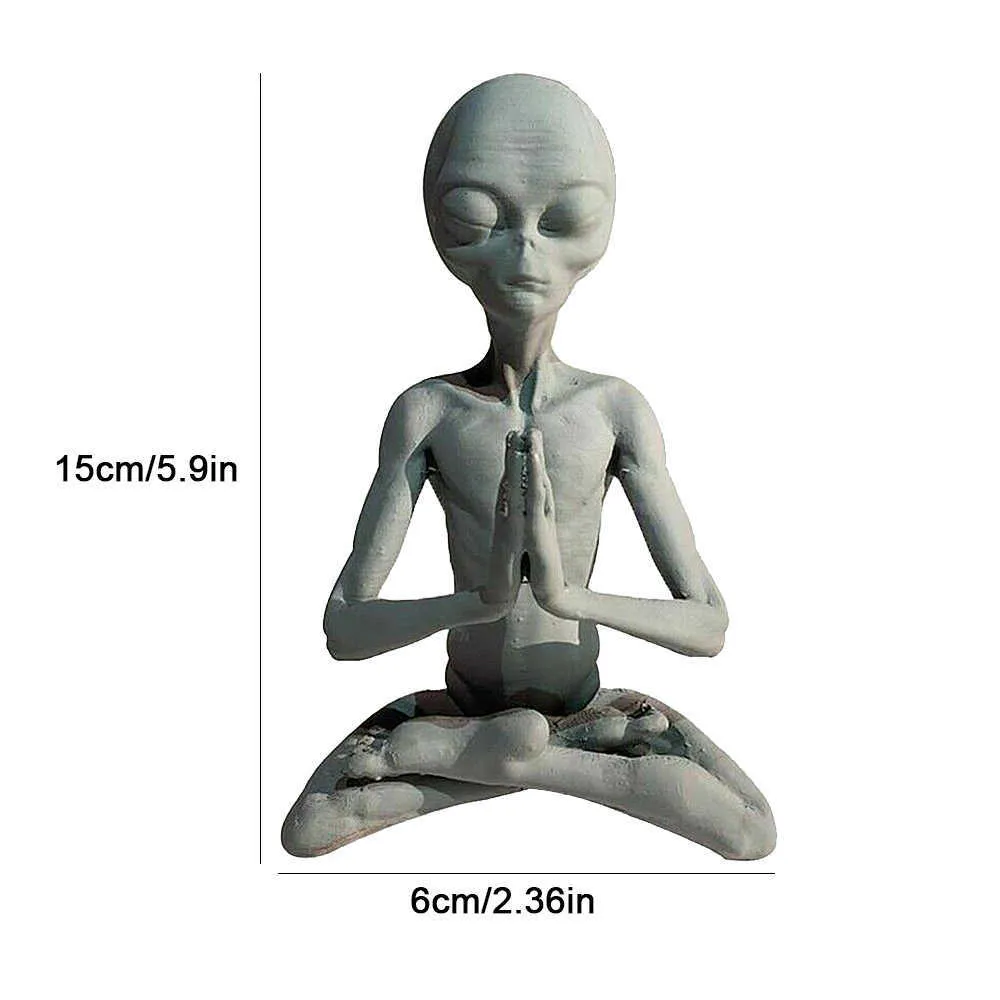 Статуя пришельцев в саду медитировать инопланетное искусство Статуя Скульптура орнамент Внутренняя отделка на открытом воздухе.