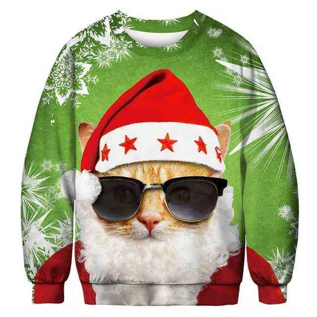 Unisex Männer Frauen 2021 Hässliche Weihnachten Pullover Santa Elf Lustige Weihnachten Gefälschte Haar Jumper Herbst Winter Tops Kleidung Großhandel Y1118