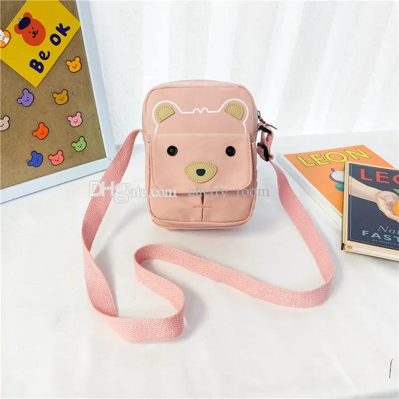 Ins 2021 toile enfants sacs à main bébé garçons filles dessin animé cochon style un sac à bandoulière zéro portefeuille mode enfants animaux sacs de messager décontractés F470