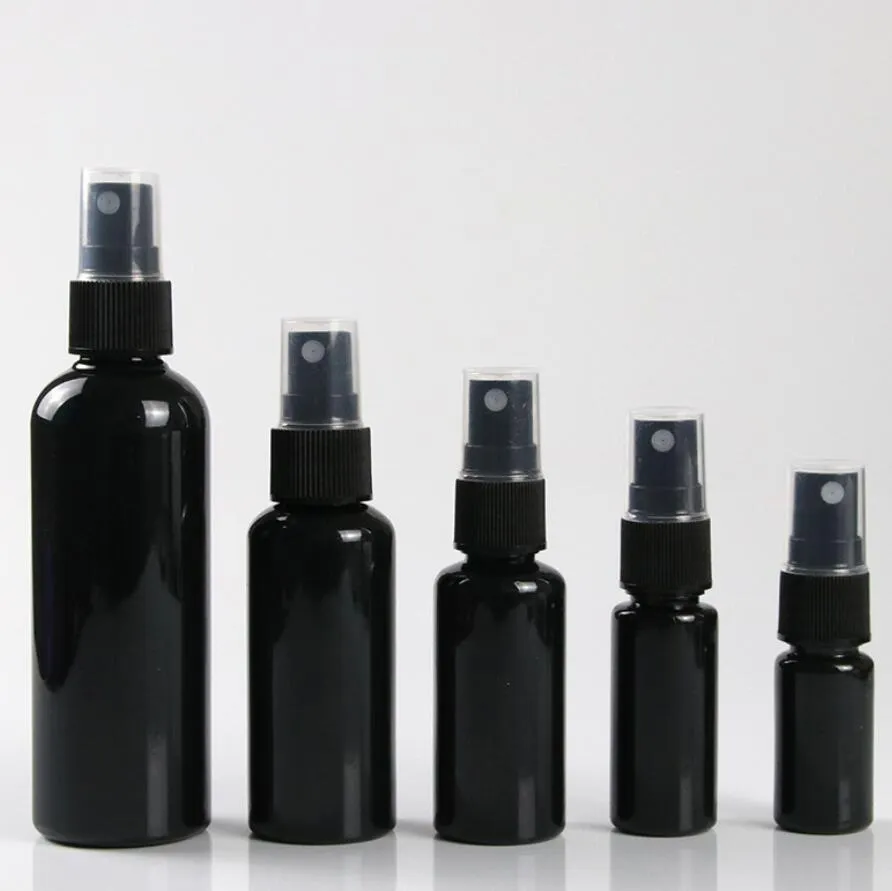 Bouteilles de pulvérisation en plastique noir pour hommes, 50 pièces, 50ML 60ML 100ML, pulvérisateur vide pour parfum masculin, Lotion cosmétique, conteneurs 10ML 20ML 30ML