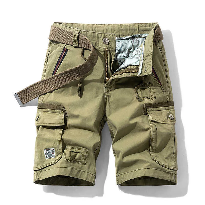 Chaifenko Summer Cotton Cargo Spodenki Mężczyźni Casual Multi Kieszonkowe Spodnie Wojskowe Luźne Work Wojsko taktyczne 210629