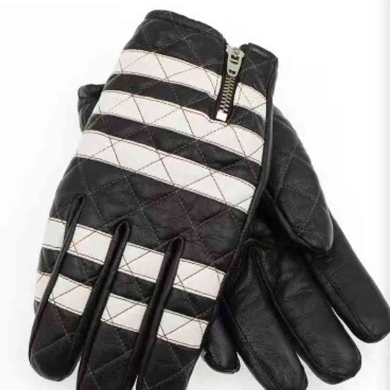 Genuine Leather Prisoner Motorcycle Gloves Men's Cycling Winter Ridding Mitten S2144302L
