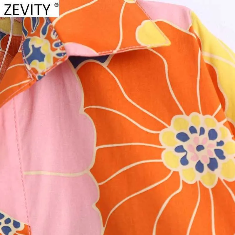 Zevity Women Fashion Färgglada Blomstryck Casual Loose Shirt Kvinna Batwing Sleeve Kimono Blouse Roupas Chic Blusas Tops LS9343 210603