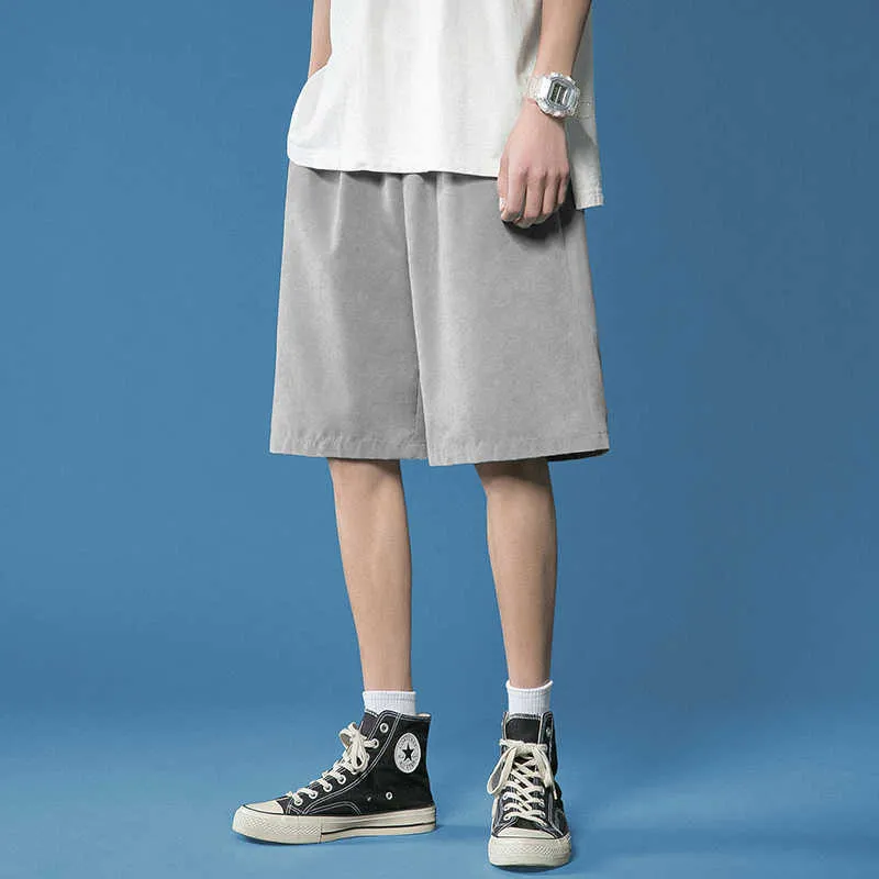 Single Road Mens Shorts Summer Solid Court Harajuku Hip Hop Japonais Streetwear Pantalon Homme Noir Casual pour 210806