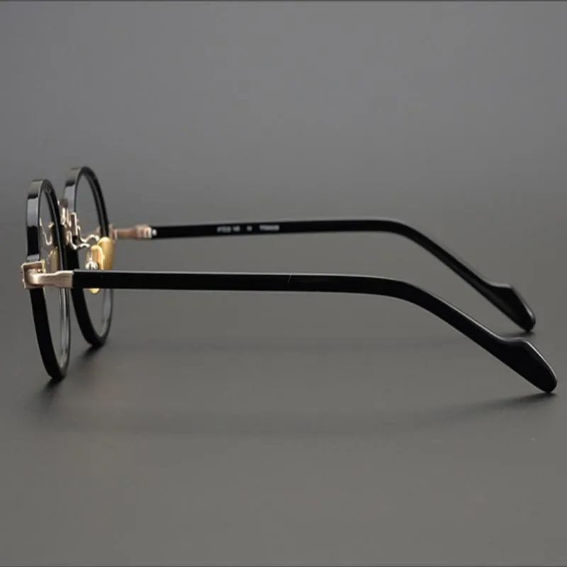 패션 선글라스 프레임 일본 수제 순수 티타늄 안경 남성 레트로 라운드 프레임 광학 안경 처방 빈티지 my321d
