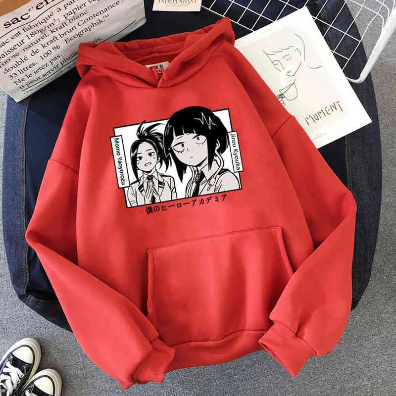 2021 Anime My Hero Academia Charage Momo Yaoyorozu Jirou Kyouka Hoodie voor Mannen Dames Lange Mouwen Sweatshirt H1227