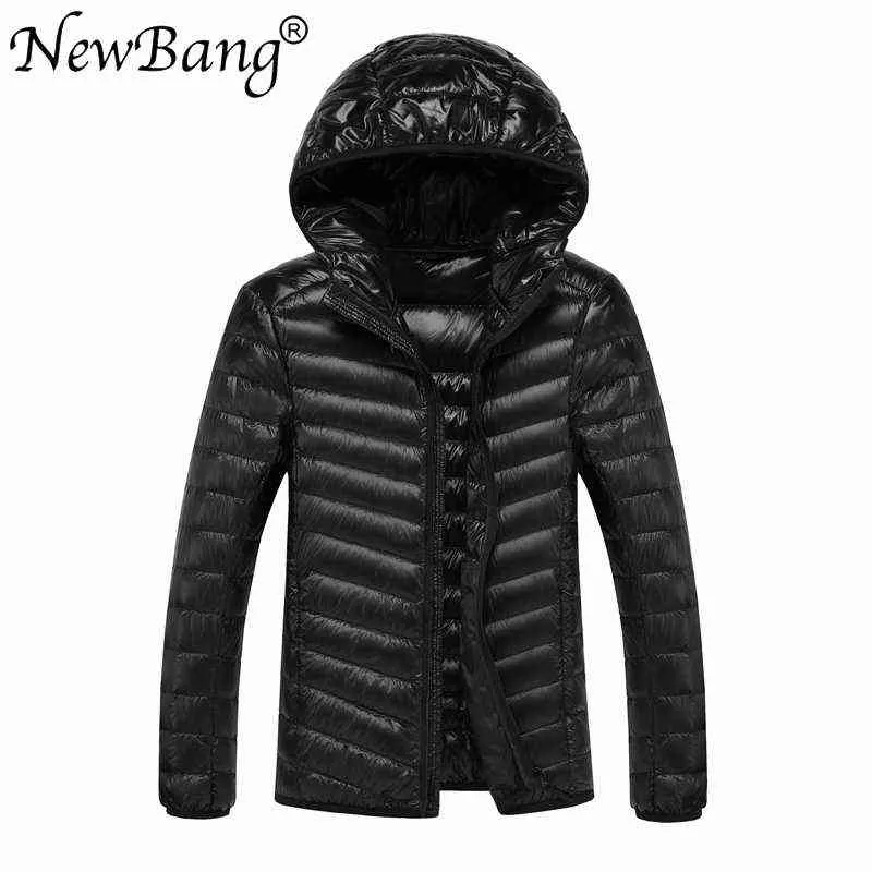 Bang Merk 8XL 9XL 10XL 11XL Mannen Ultra Lichteend Donsjack Lichtgewicht Feather Hooded Jas Uitloper Plus Groot Maat 211110