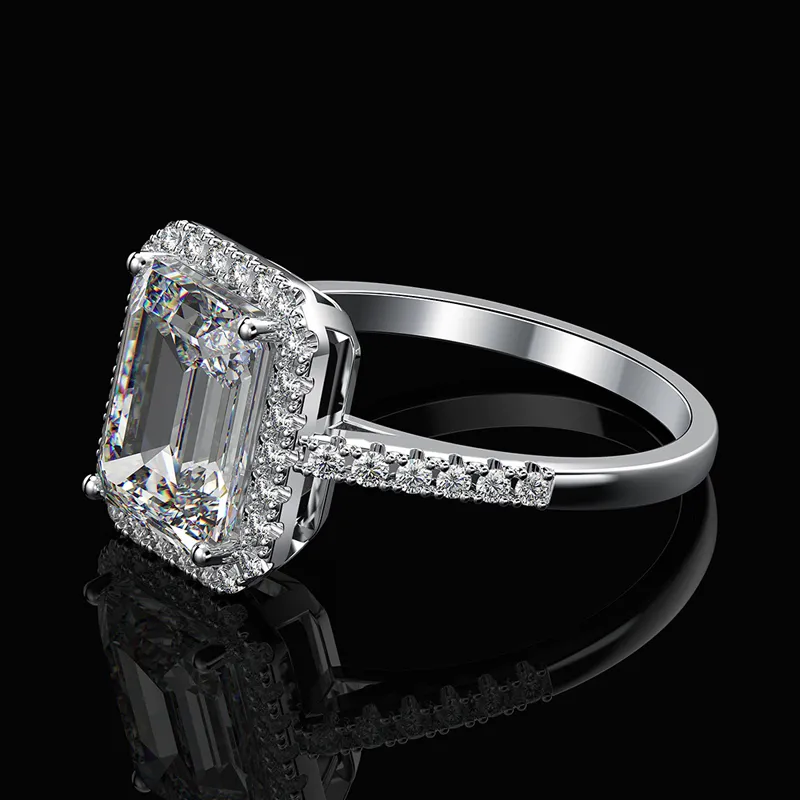 OEVAS Funkelnde 6 Karat High Carbon Diamant Hochzeit Ringe für Frauen 925 Sterling Silber Verlobungsfeier Schmuck Bague Femme208L