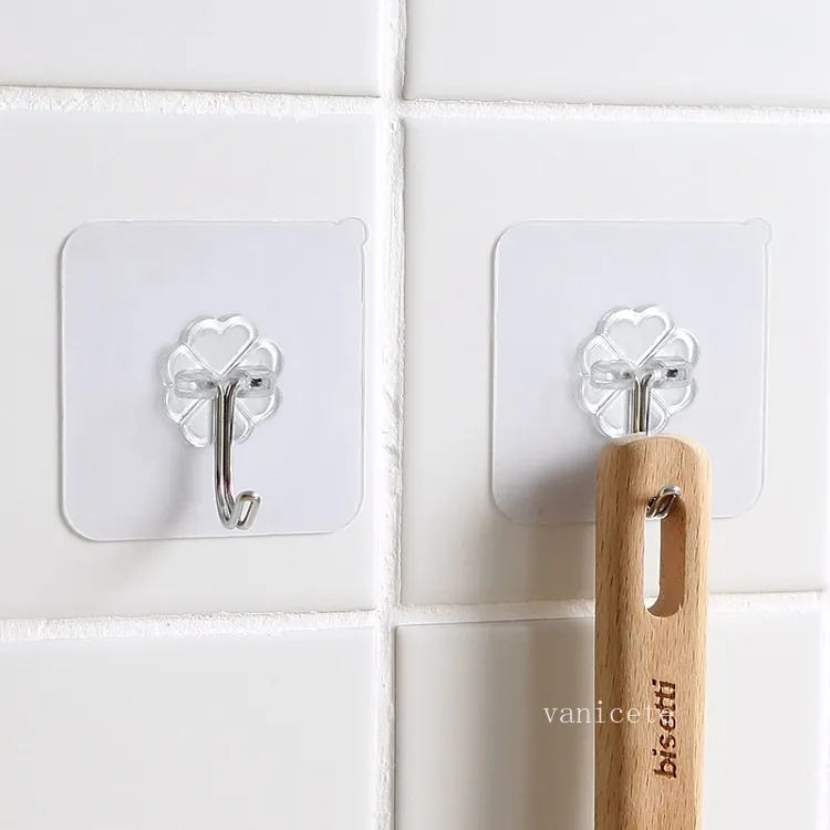 浴室の透明な壁のフック防水耐油性の自己接着フックの再利用可能なシームレスなキッチンタオルフックT2I52708