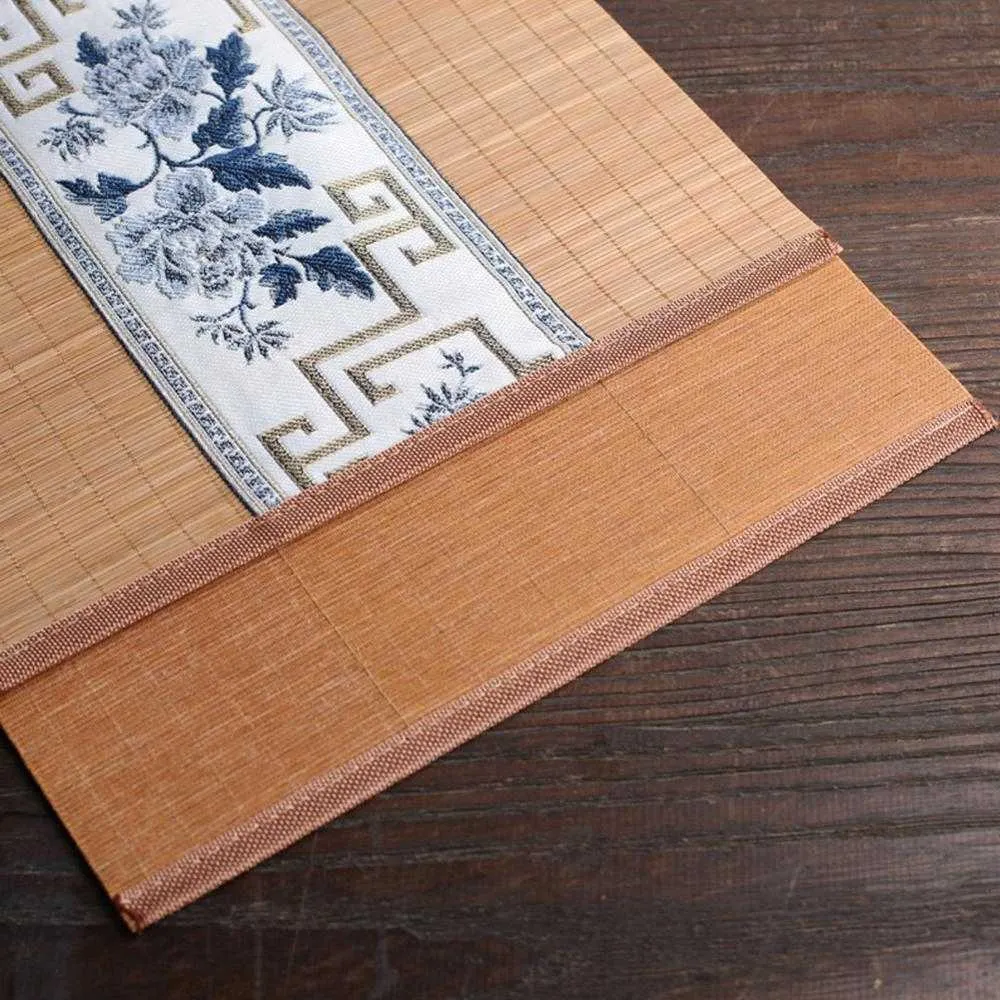 Chemin de table en bambou naturel fait à la main Vintage tasse de thé tapis napperon drapeau japonais maison café restaurant décoration sous-verres 210628197w