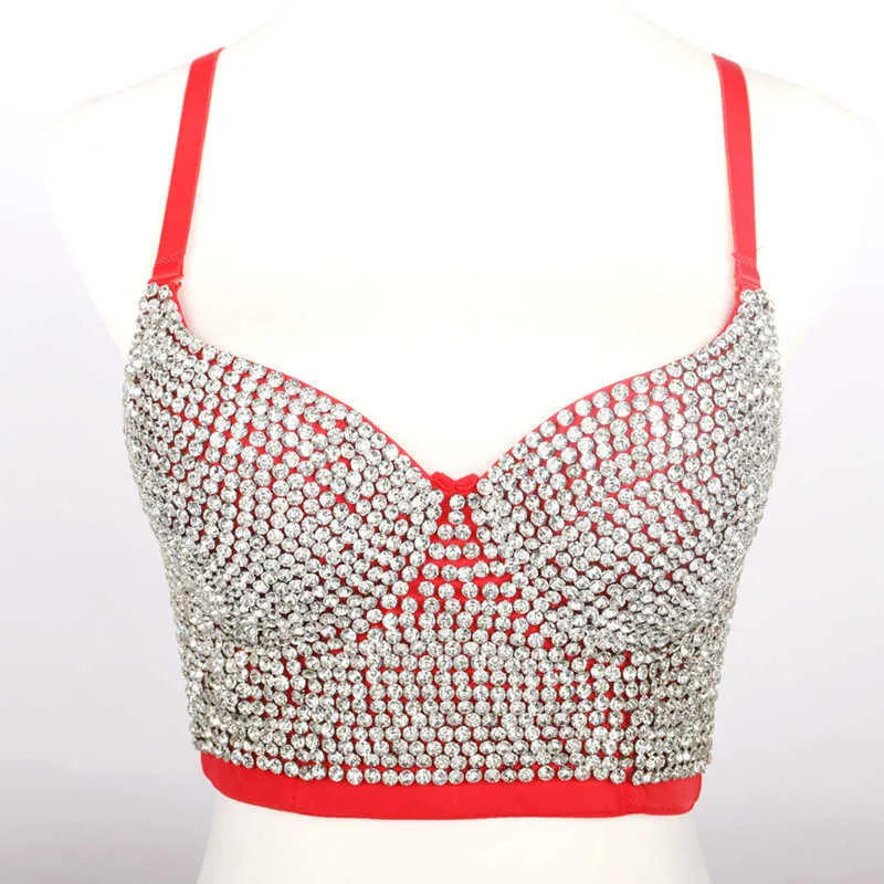 Strass 2021 femmes haut Push Up Cami soutien-gorge haut Sexy discothèque fête été soutien-gorge Bralette Corset hauts femmes vêtements X0726