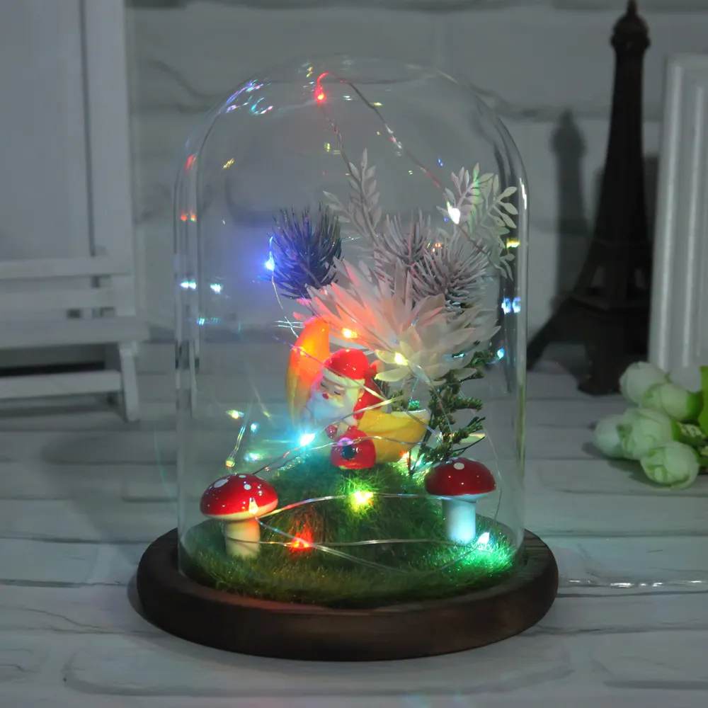 Fashion Cartoon LED Light Christmas Glass Cover Desktop Decoration Christmas Gifts
