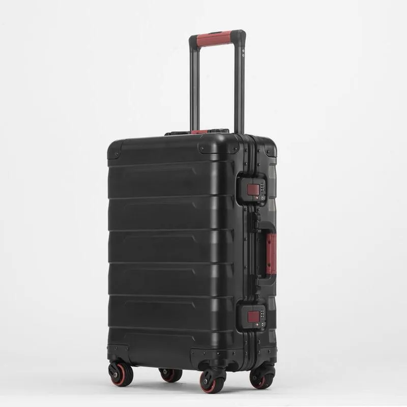 20 24 Inch Retro All Aluminum Magnesium Alloy Luggage Spinner Carry On Boarding Business Trolley Suitcase Fashion Valise Suitcases2358